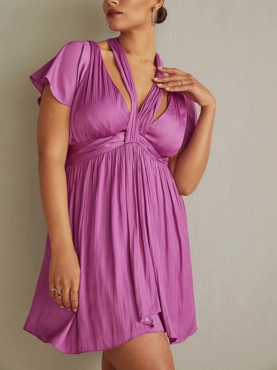 Anthropologie Dresses & Skirts - Anthropologie Purple V-Neck Vibrant Mini Dress Size 16W NWT